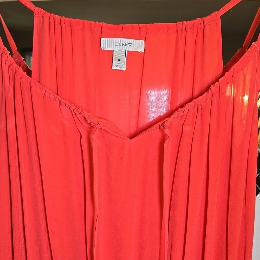 J. Crew Washable Silk Sleeveless A-Line Lined Chiffon Coral Maxi Dress NWOT